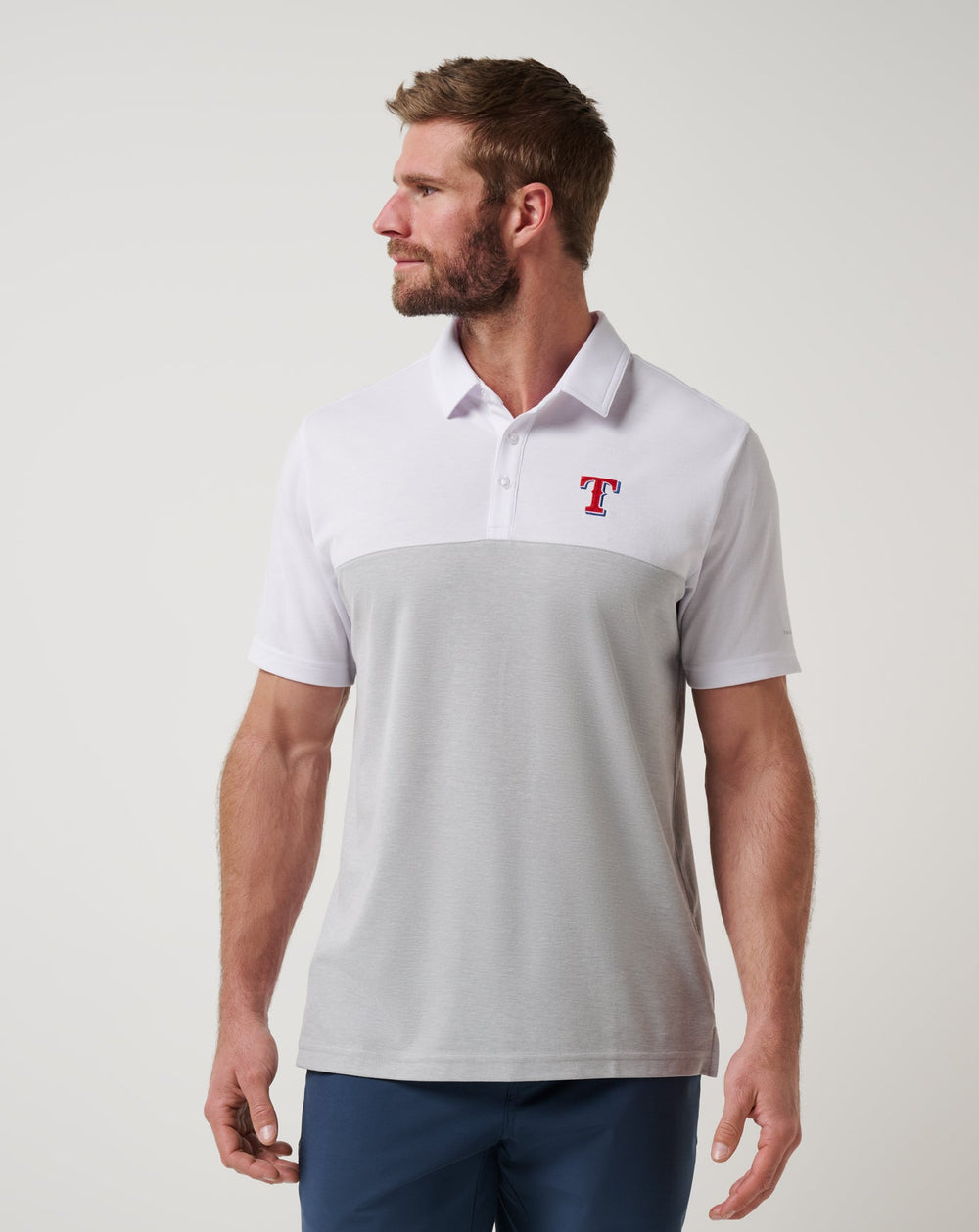Texas Rangers Home Run Leader Polo Men|New/White/Heather Grey