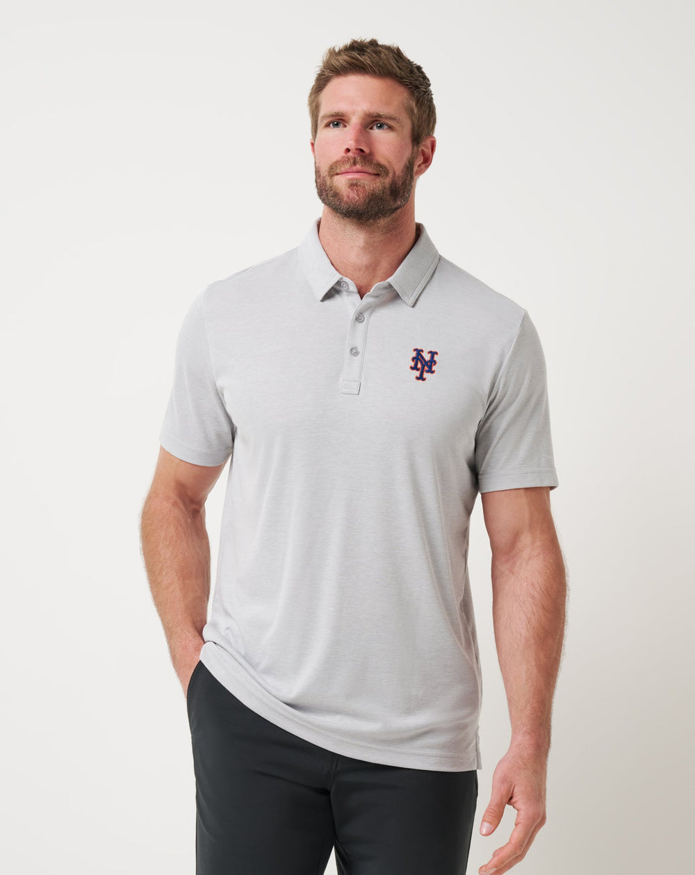 New York Mets Playoff Pitch Polo Men|New/Heather Grey