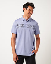 Good Good Chest Stripe Polo Men|Golf/Heather Violet Storm