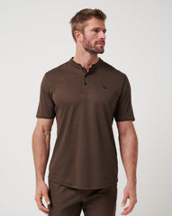 Winning Record Henley Polo Men|New/Chocolate Brown