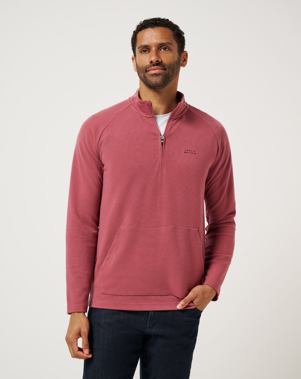 Performance Waffle Quarter Zip Men|Golf/Roan Rouge