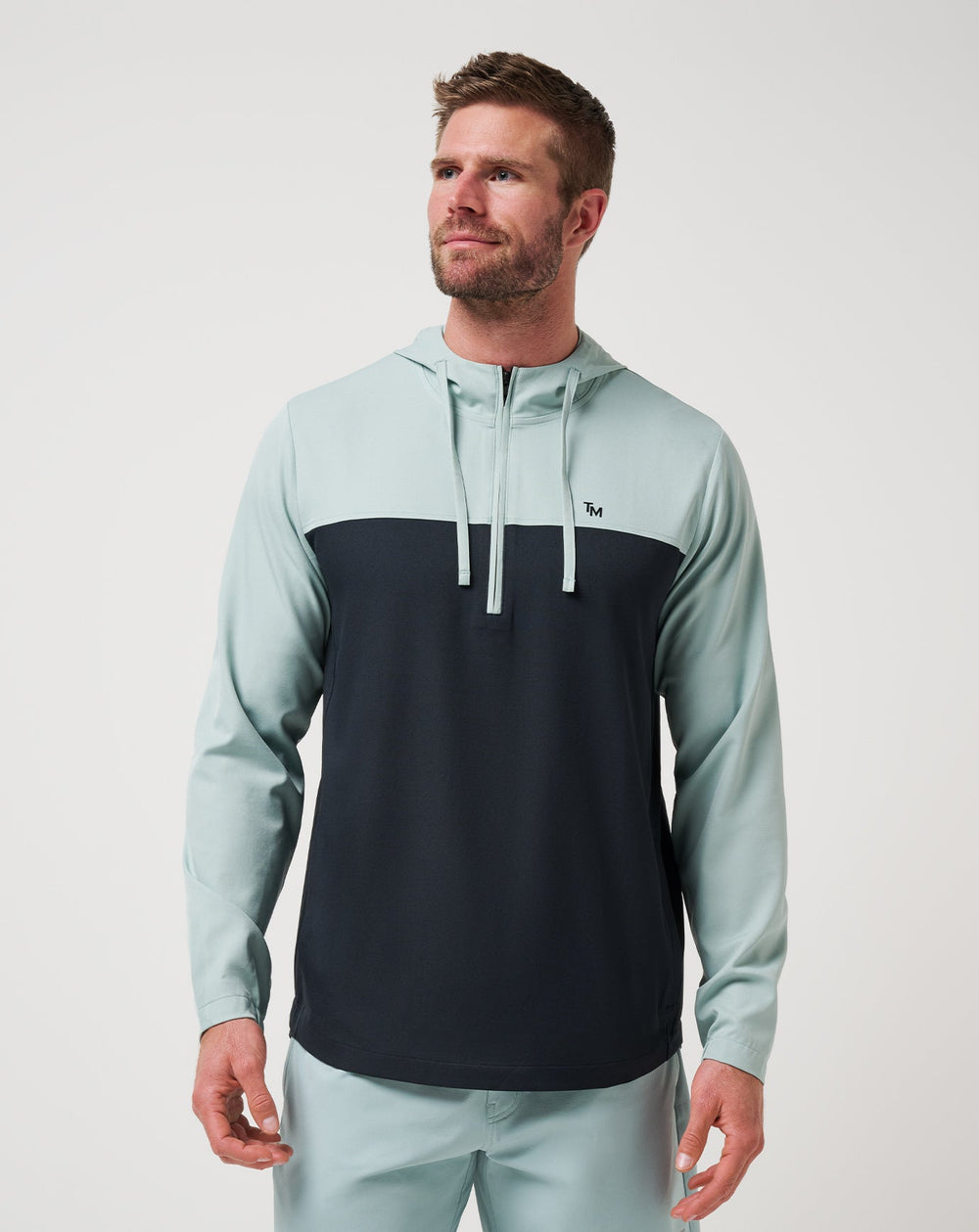 Coin Toss Quarter Zip Hoodie Men|New/Gray Mist