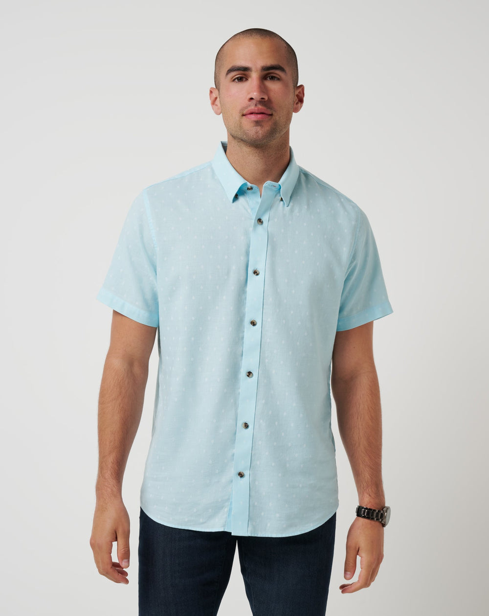 Early Check In Button-Up Men/Cory Blue