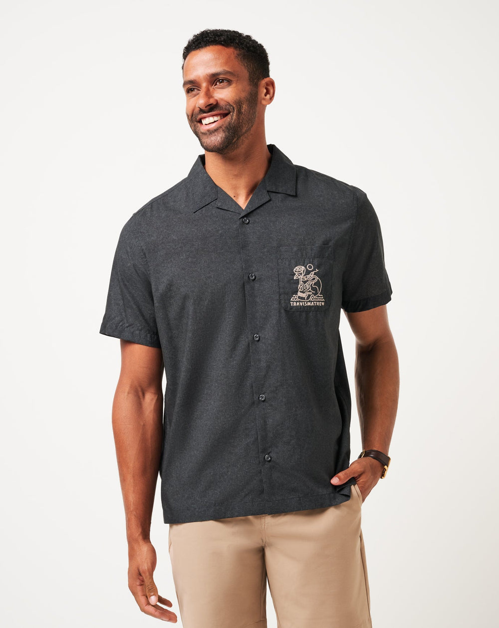 Lost Cave Button-Up Men/Heather Black