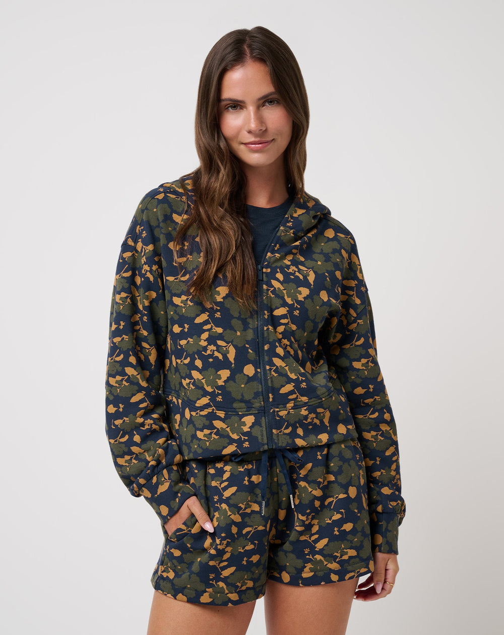 Cloud Fleece Printed Hoodie Women/Navy Blazer Floral Multi