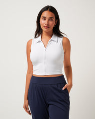 Moveknit Rib Zip Polo Women|Golf/White