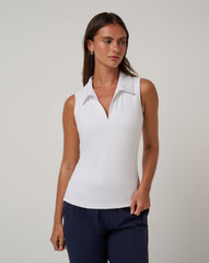 Skyloft Light Sleeveless Polo Women|Golf/White