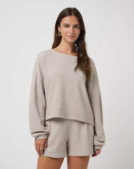 Coastal Rib Yacht Me Pullover Women/Heather Island Fossil