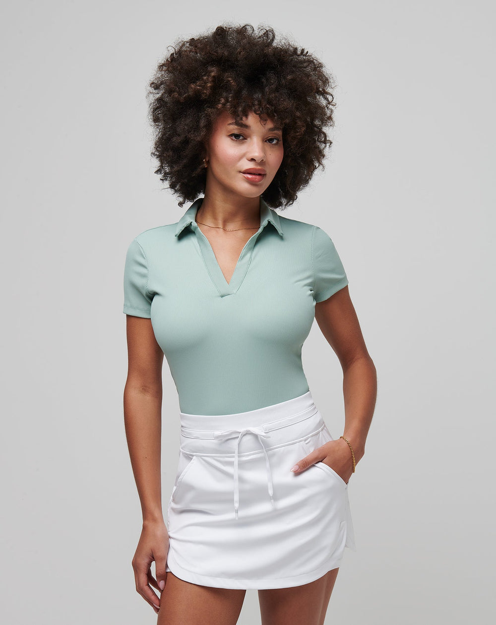 Moveknit Vneck Polo Golf/Jade