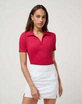 Moveknit Vneck Polo Golf/Persian Red