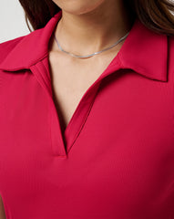 Moveknit Vneck Polo Golf/Persian Red