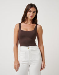 Skyline Tank Bodysuit Golf/Heather Coffee Grounds