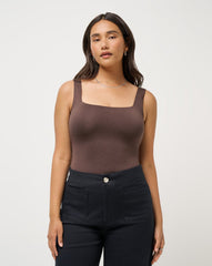 Skyline Tank Bodysuit Golf/Heather Coffee Grounds