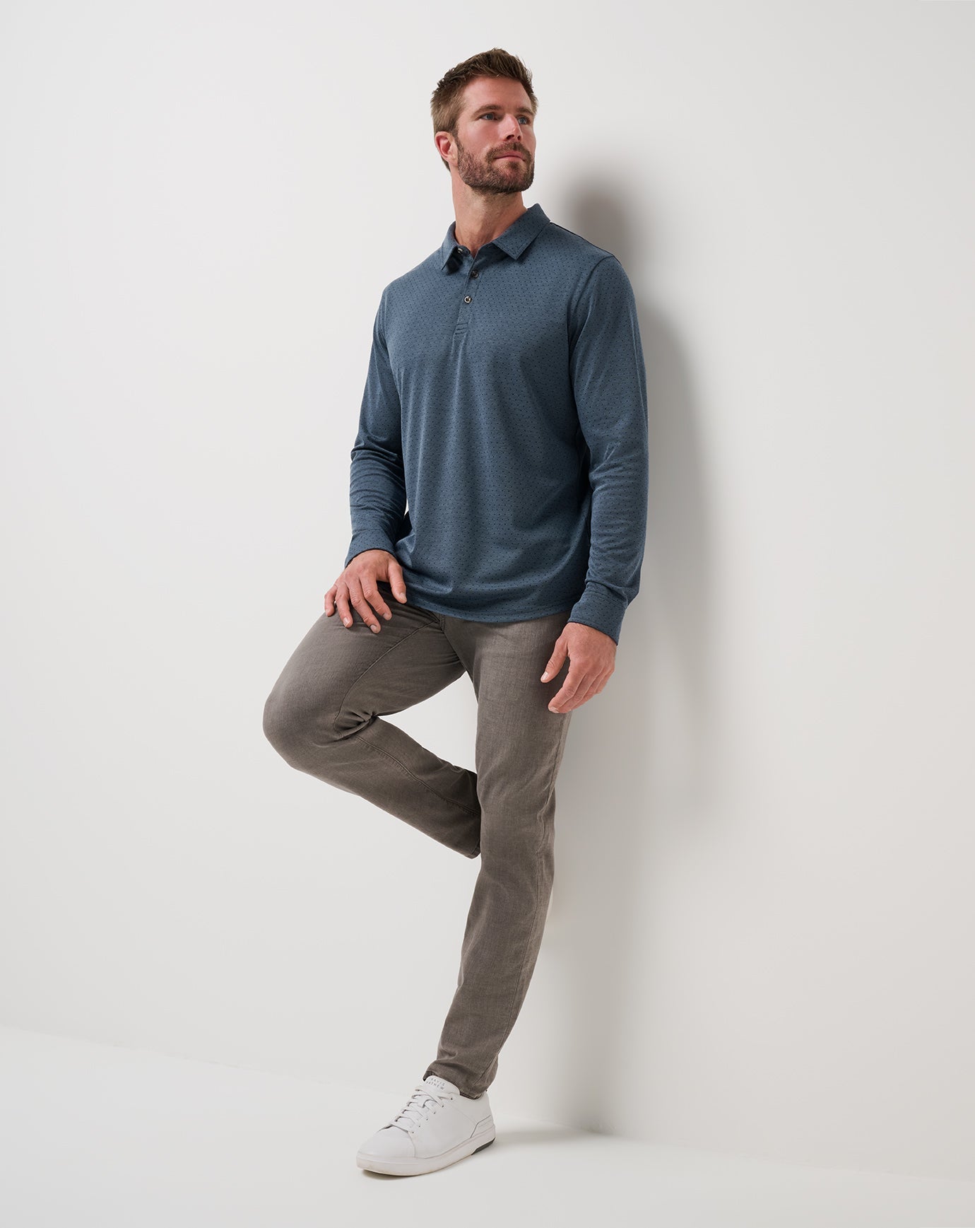 Handsome Town Long Sleeve Polo Men/Navy