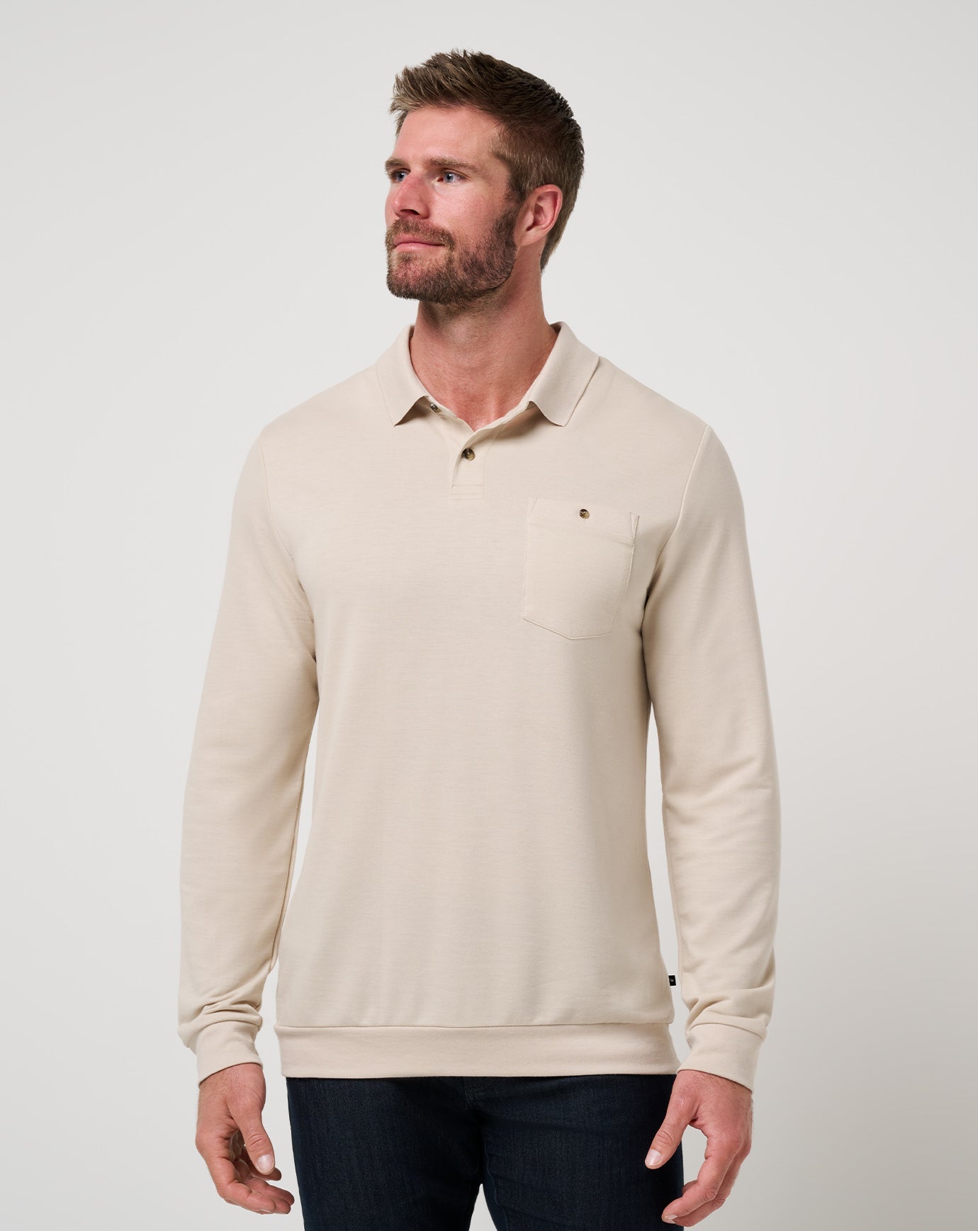 December First Long Sleeve Polo Men/Italian Sand
