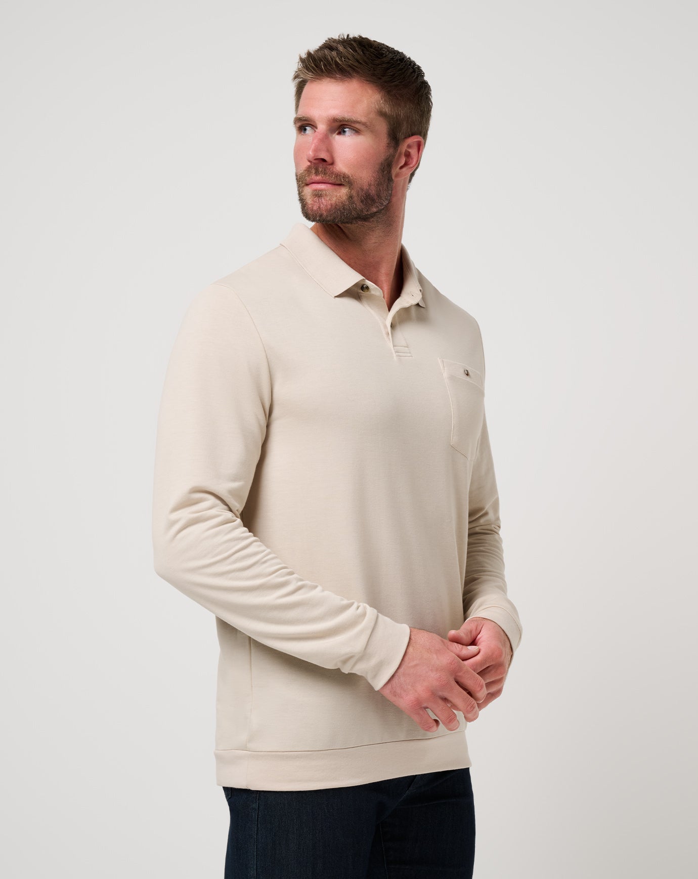 December First Long Sleeve Polo Men/Italian Sand