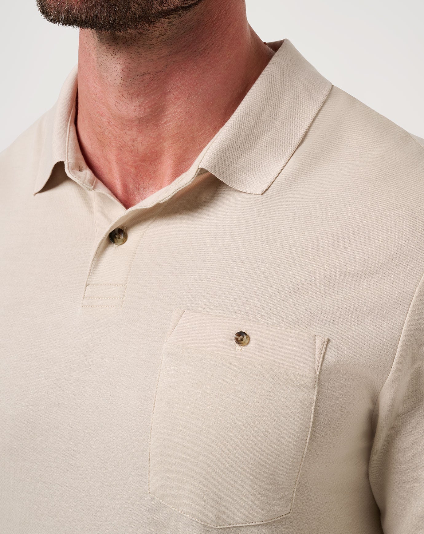 December First Long Sleeve Polo Men/Italian Sand
