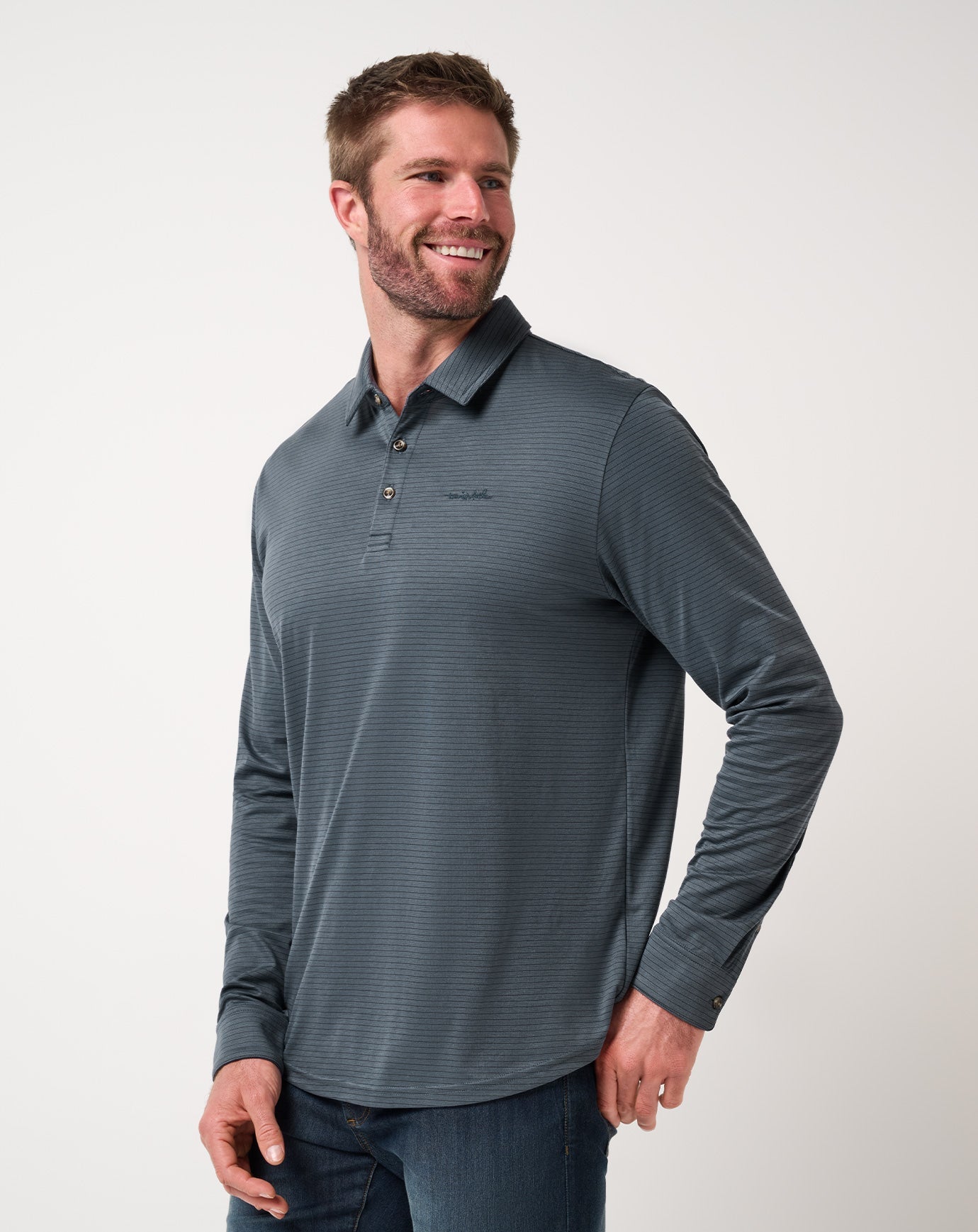 The Zinna 2.0 Long Sleeve Polo Men/Mood Indigo/Vintage Indigo