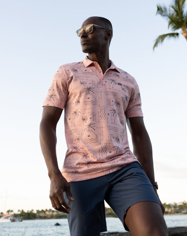 Coconut Palm Polo Men/Heather Blush