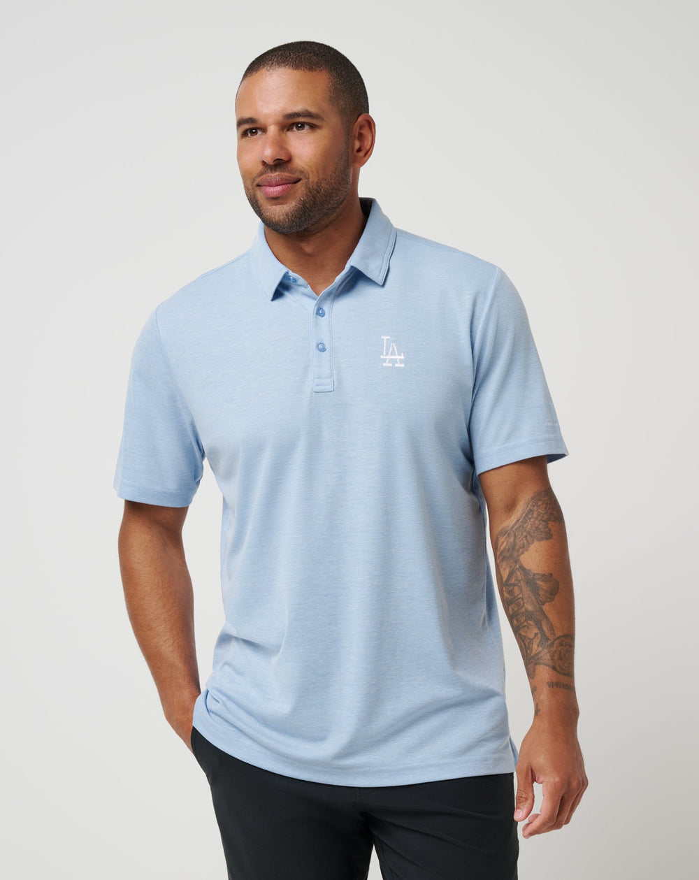 Los Angeles Dodgers Playoff Pitch Polo Men|Game Day|New/Heather Blue