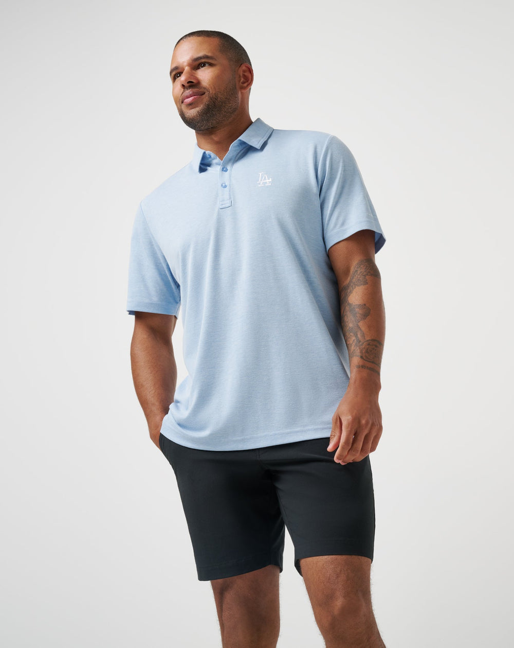 Los Angeles Dodgers Playoff Pitch Polo Men|Game Day|New/Heather Blue