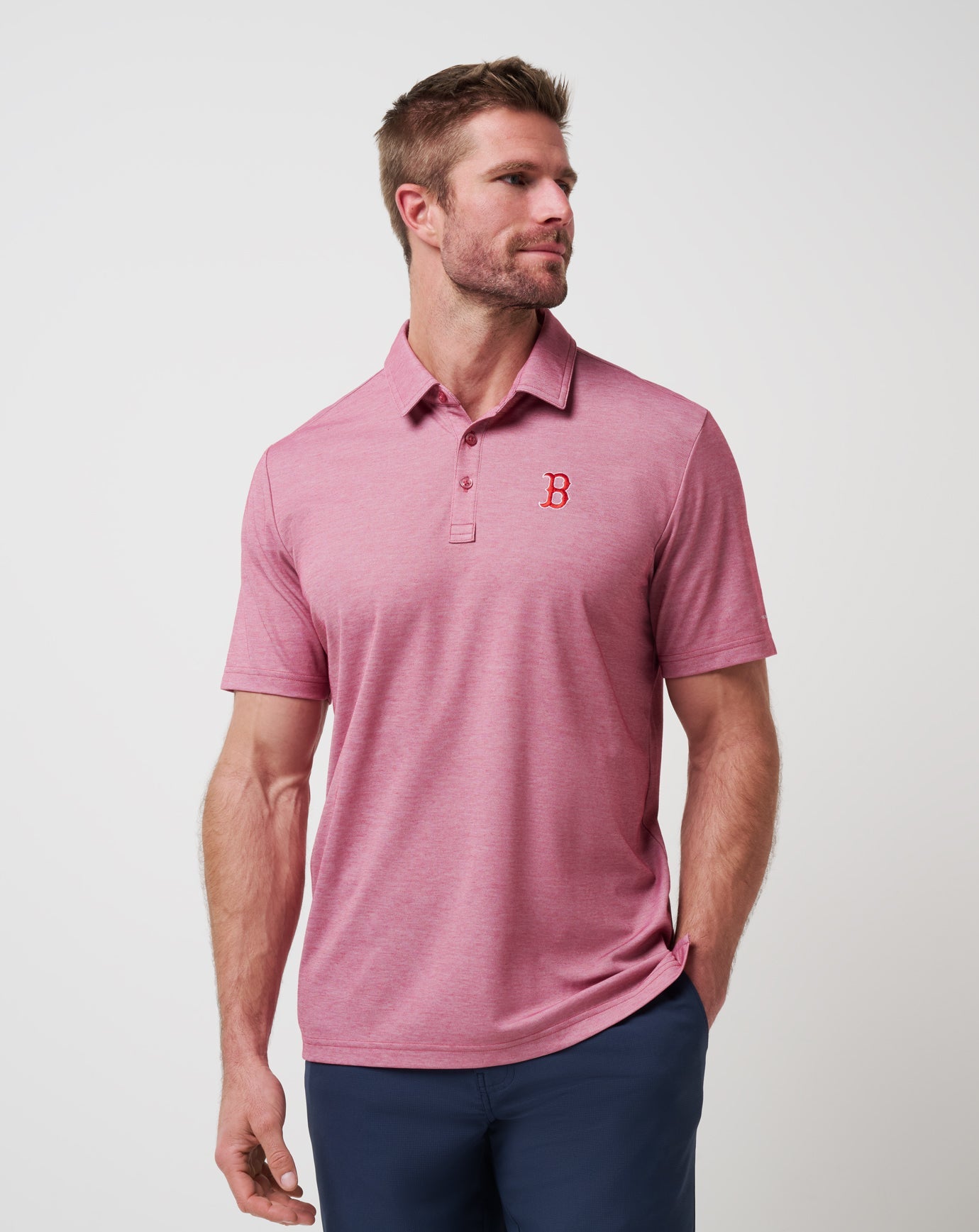 Boston Red Sox Playoff Pitch Polo Men|Game Day|New/Heather Red