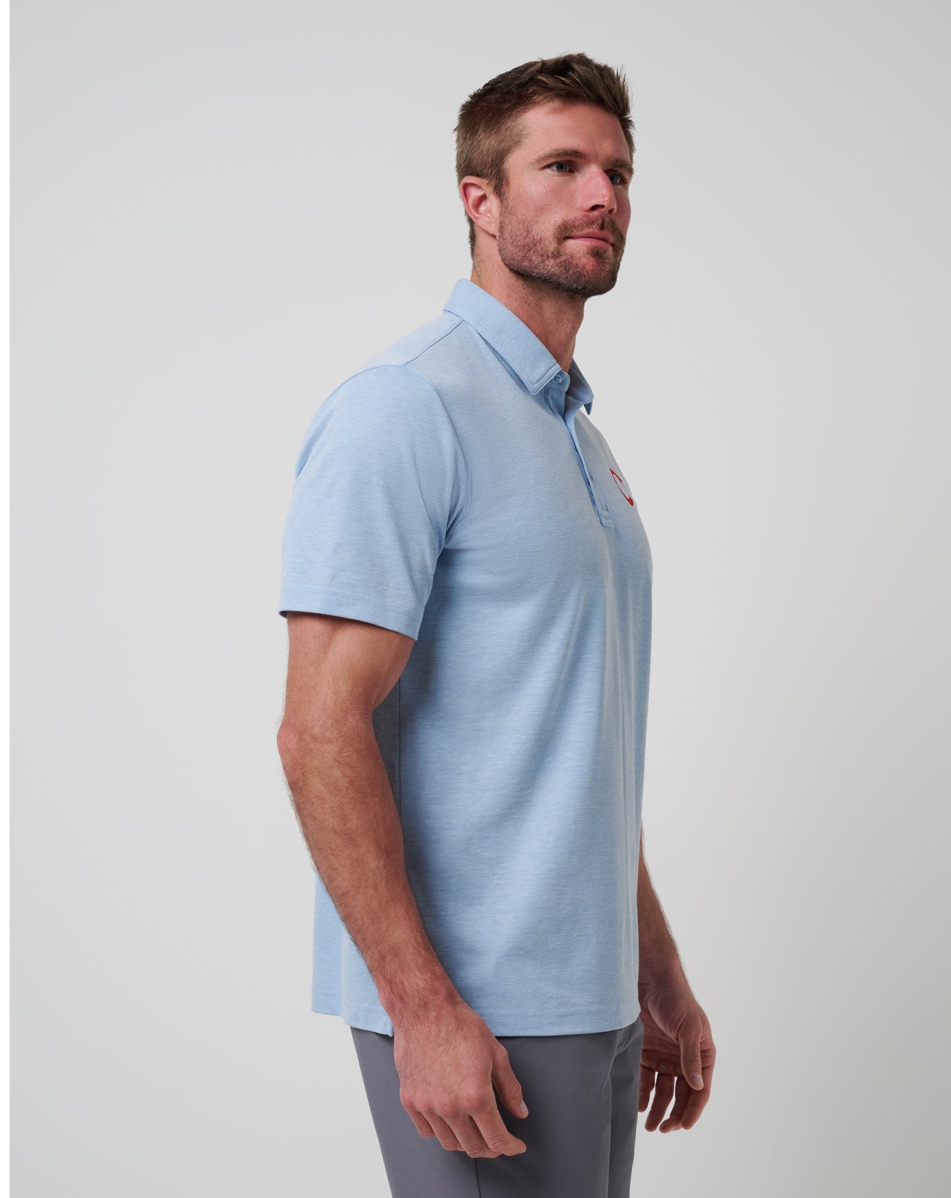 Chicago Cubs Playoff Pitch Polo Men|Game Day|New/Heather Blue