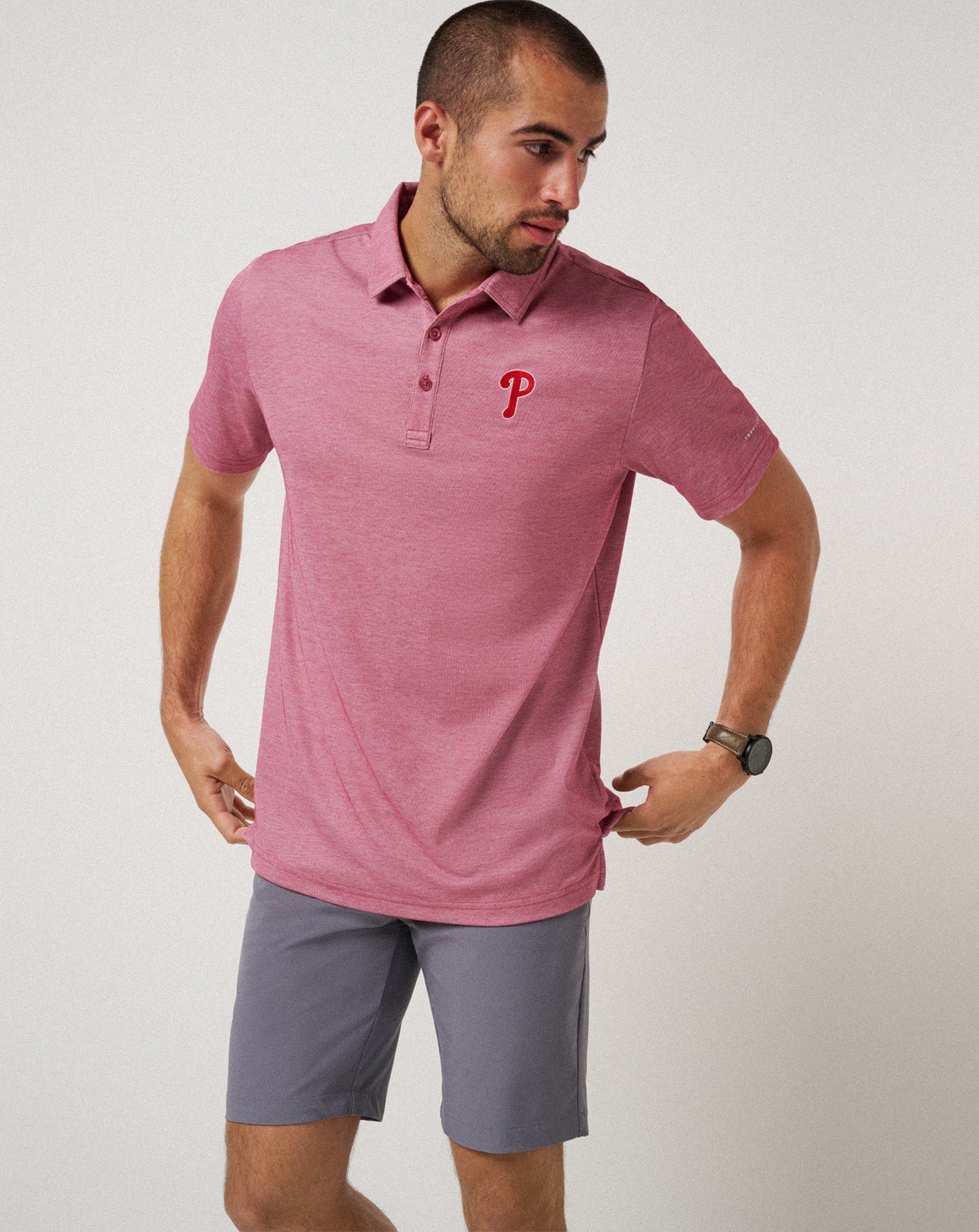 Philadelphia Phillies Playoff Pitch Polo Men|Game Day|New/Heather Red