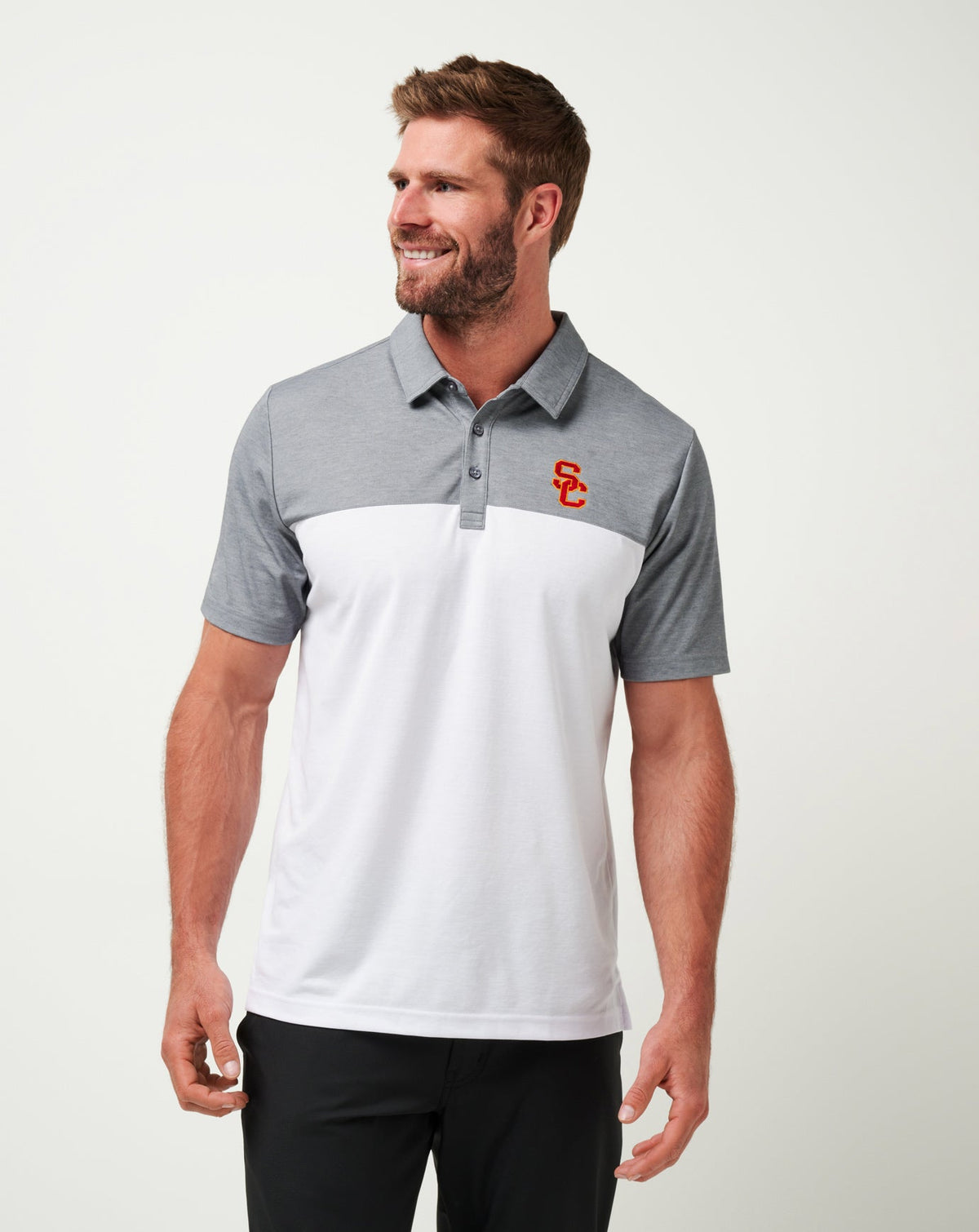 USC The Rudds 2.0 Polo Men|Game Day|New/Heather Quiet Shade/White