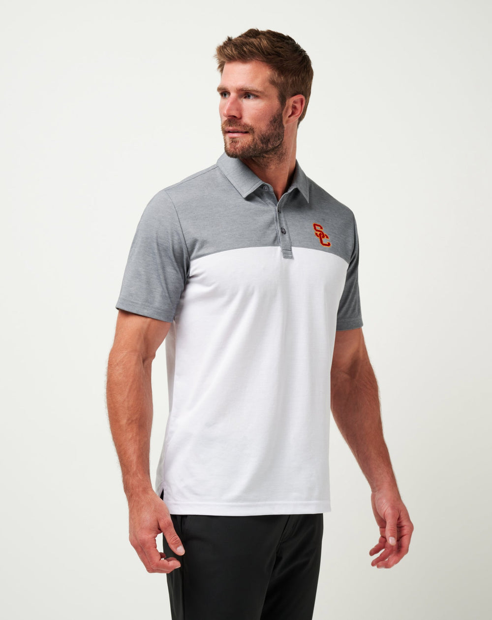 USC The Rudds 2.0 Polo Men|Game Day|New/Heather Quiet Shade/White