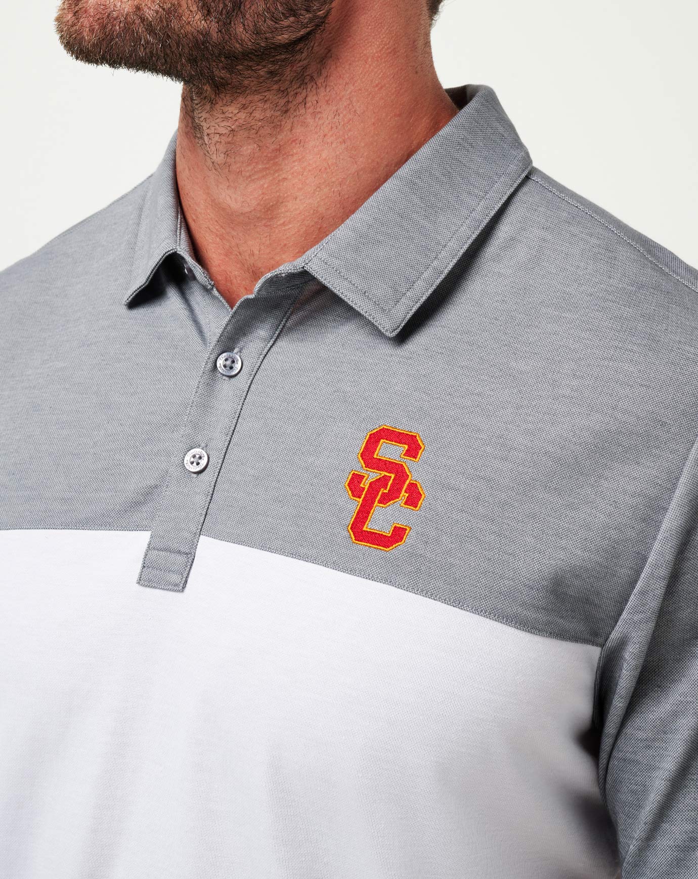 USC The Rudds 2.0 Polo Men|Game Day|New/Heather Quiet Shade/White