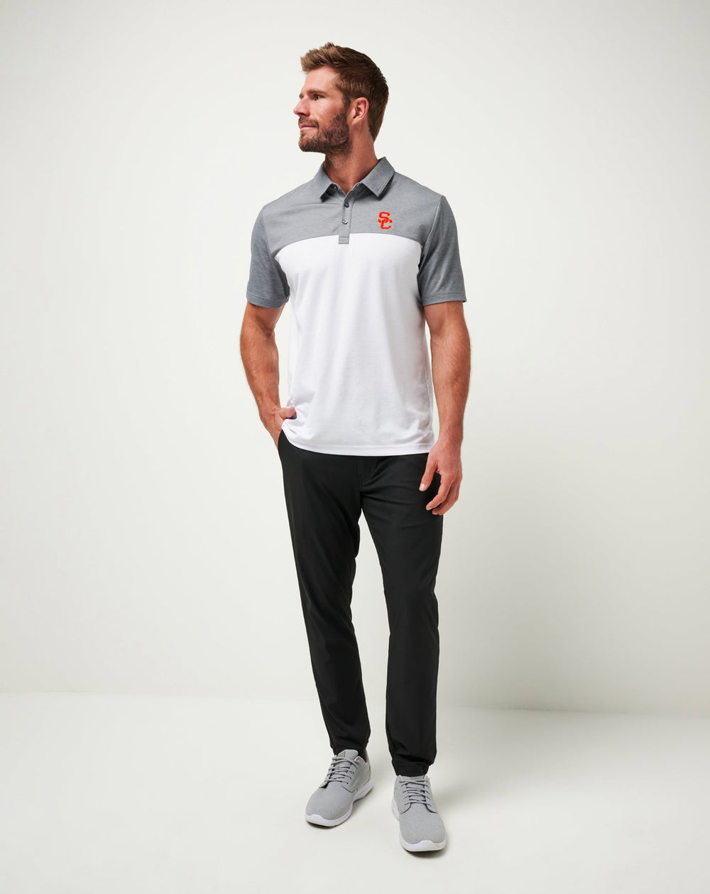 USC The Rudds 2.0 Polo Men|Game Day|New/Heather Quiet Shade/White