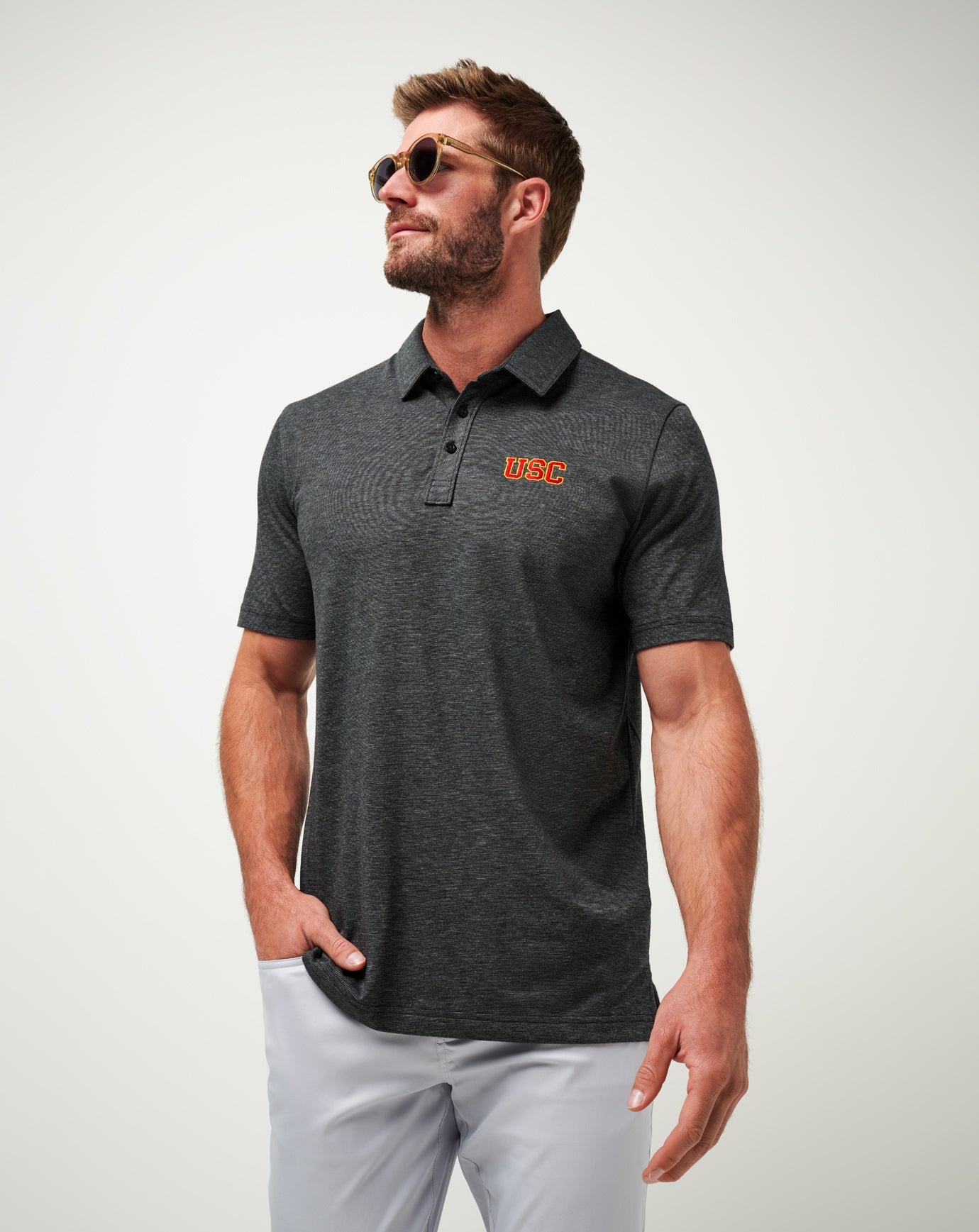 USC The Zinna Polo Men|Game Day|New/Heather Black