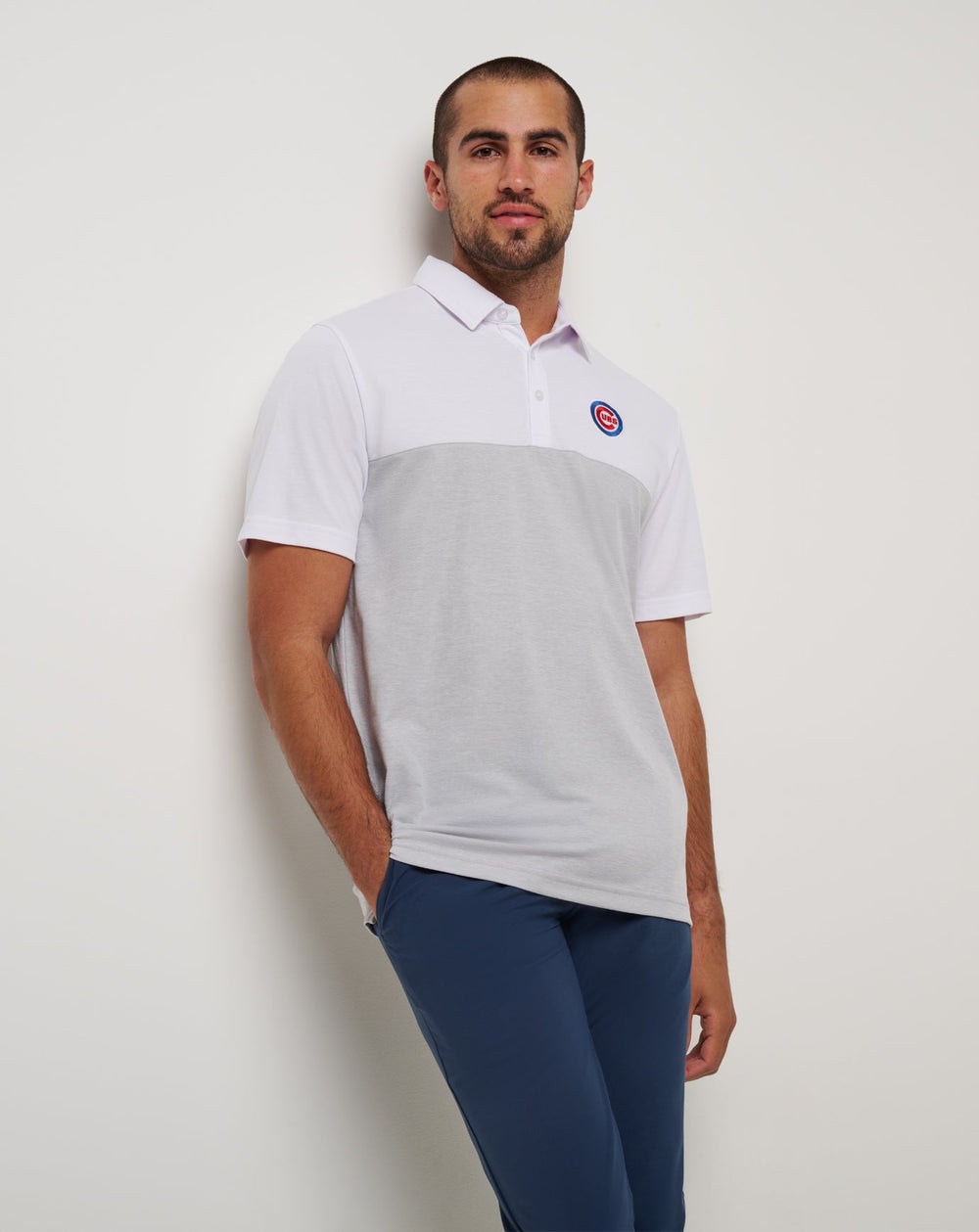 Chicago Cubs Home Run Leader Polo Men|Game Day|New/White/Heather Grey