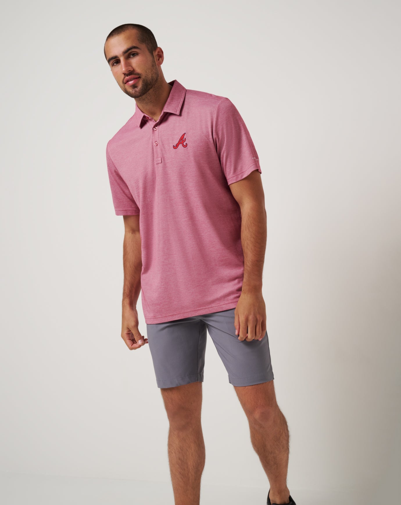 Atlanta Braves Playoff Pitch Polo Men|New/Heather Red