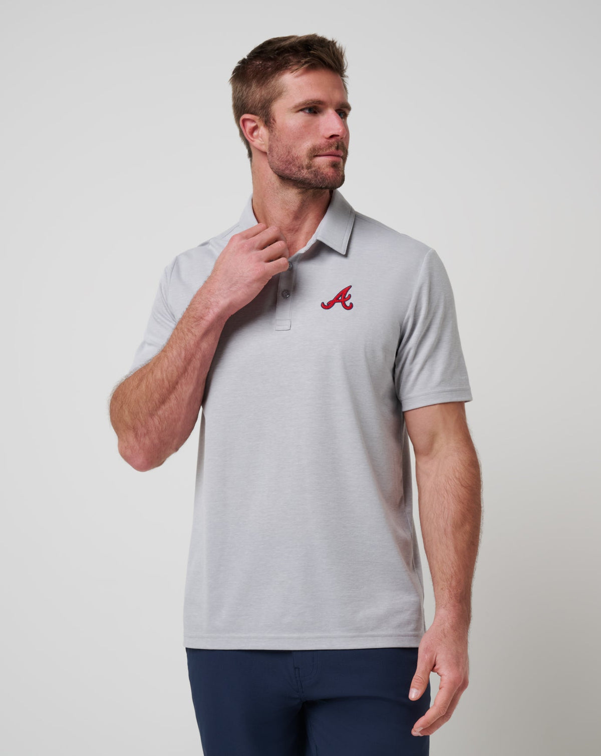 Atlanta Braves Playoff Pitch Polo Men|New/Heather Grey