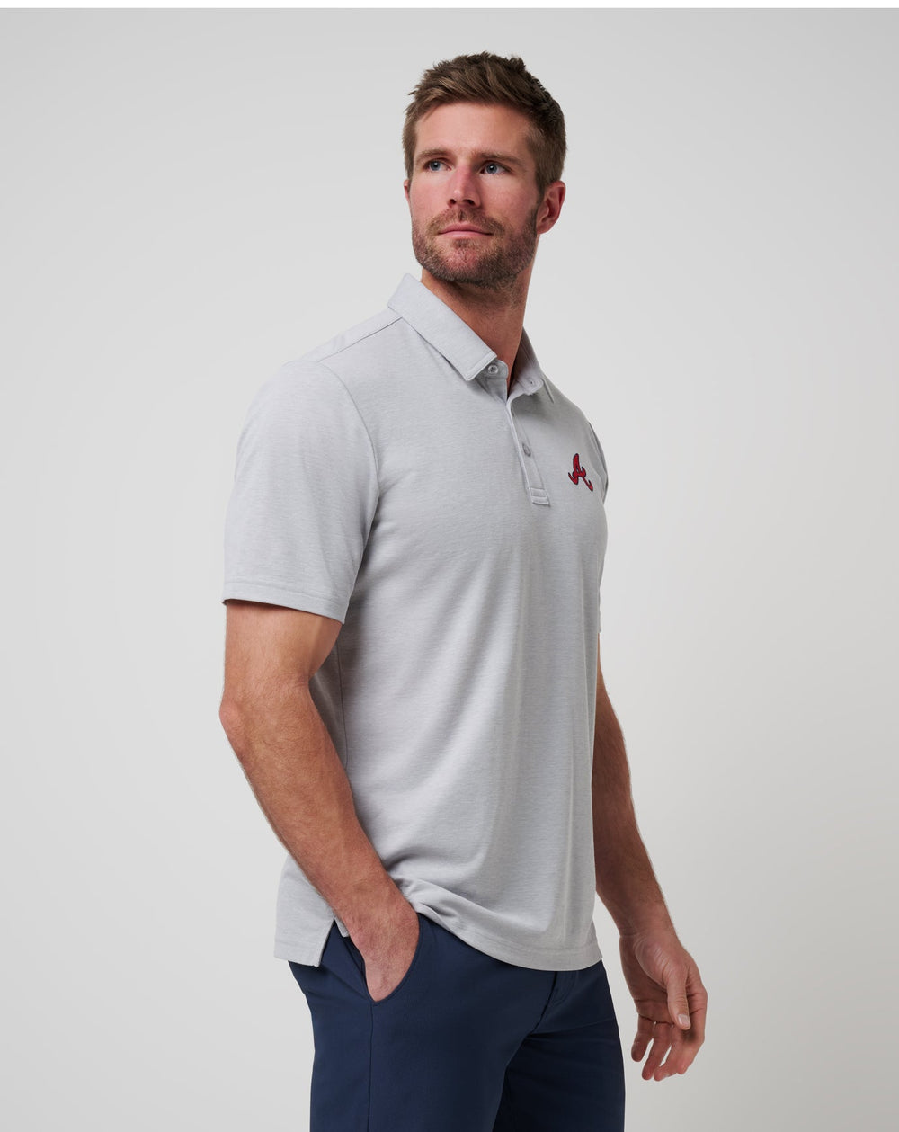 Atlanta Braves Playoff Pitch Polo Men|New/Heather Grey