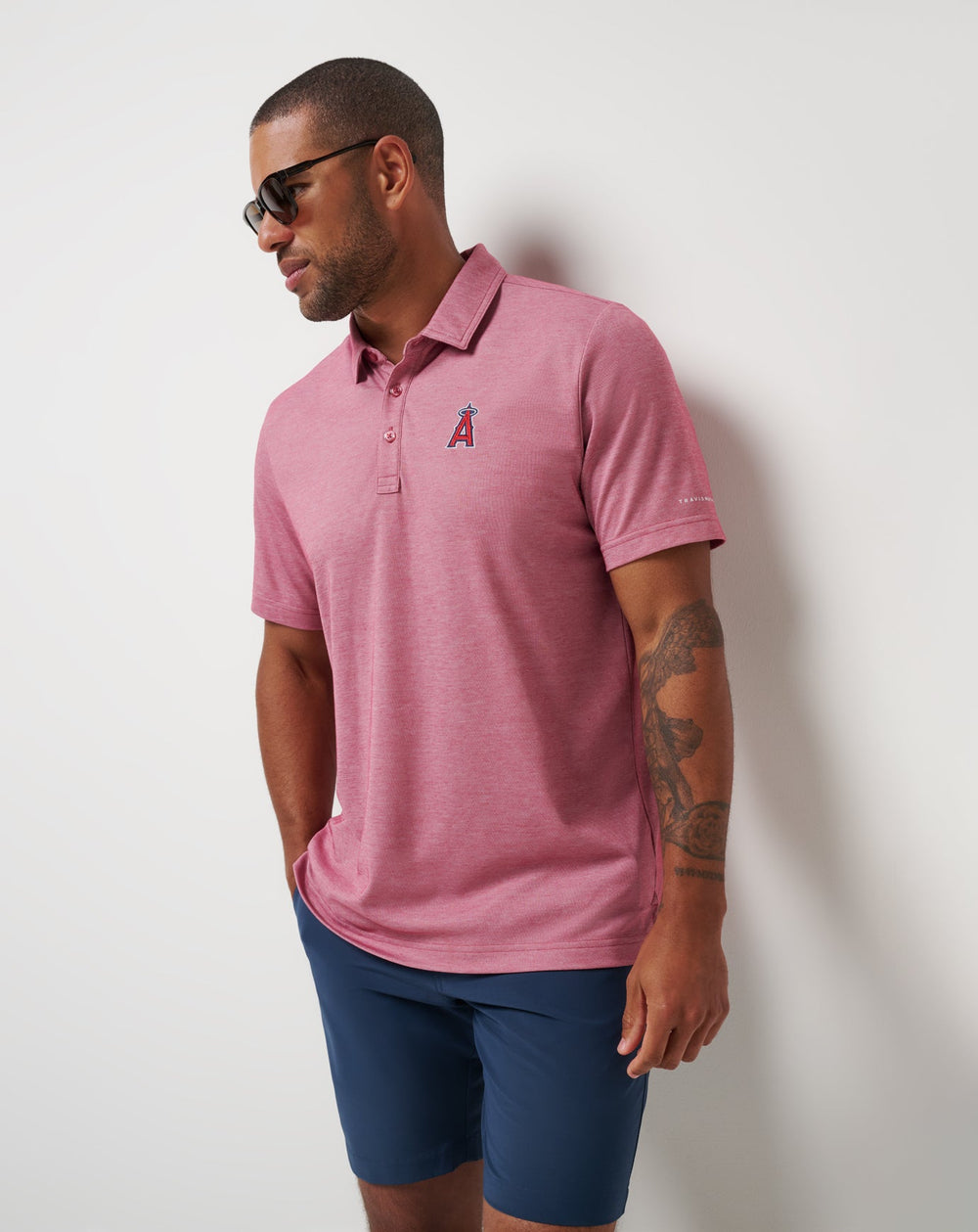 Los Angeles Angels Playoff Pitch Polo Men|New/Heather Red