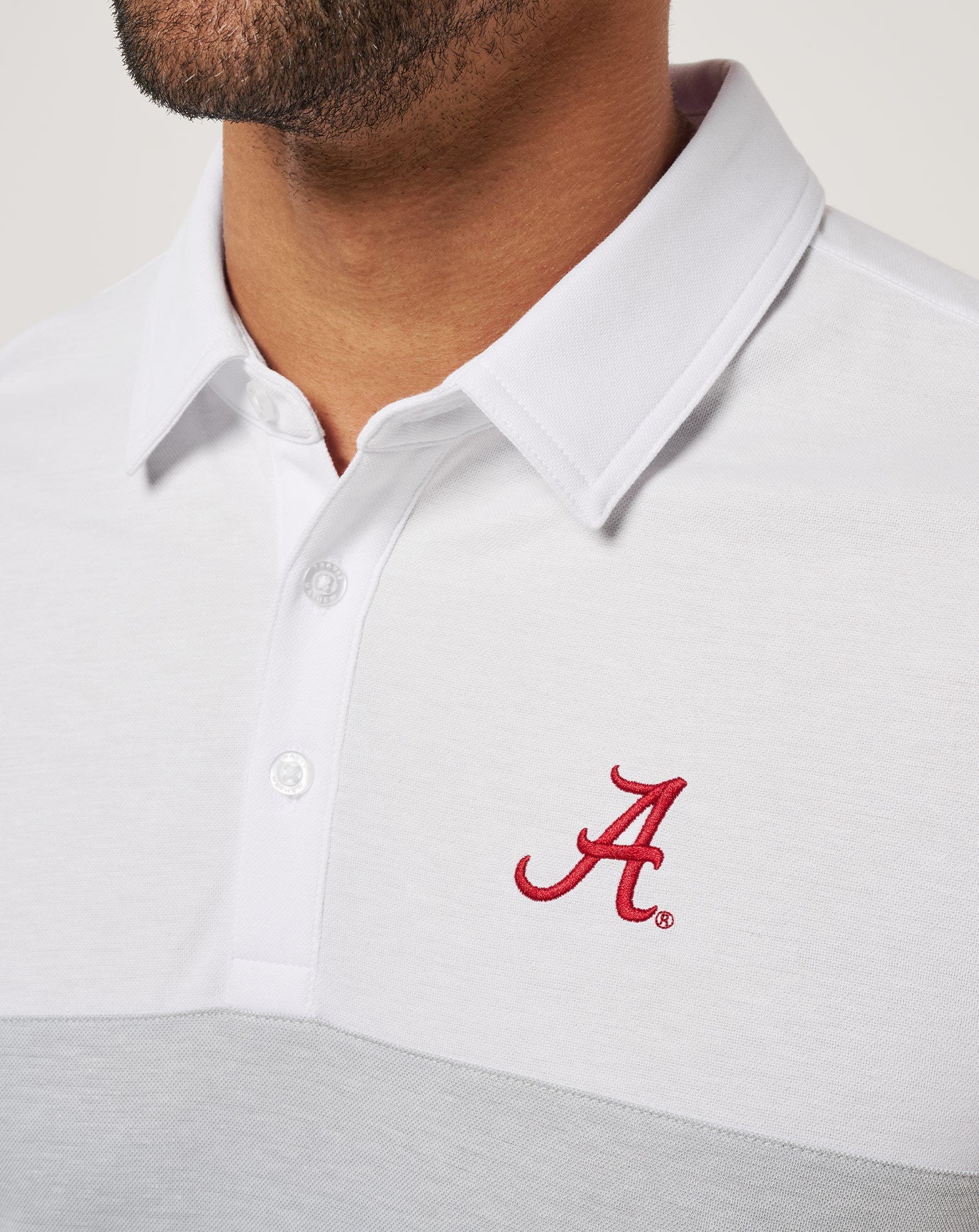 Alabama Drop Back Polo Men|Game Day|New/White/Heather Grey