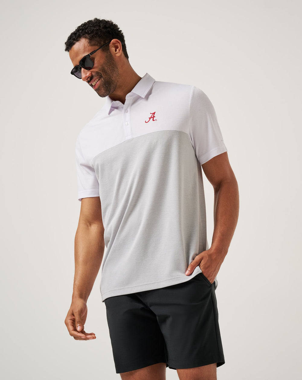 Alabama Drop Back Polo Men|Game Day|New/White/Heather Grey