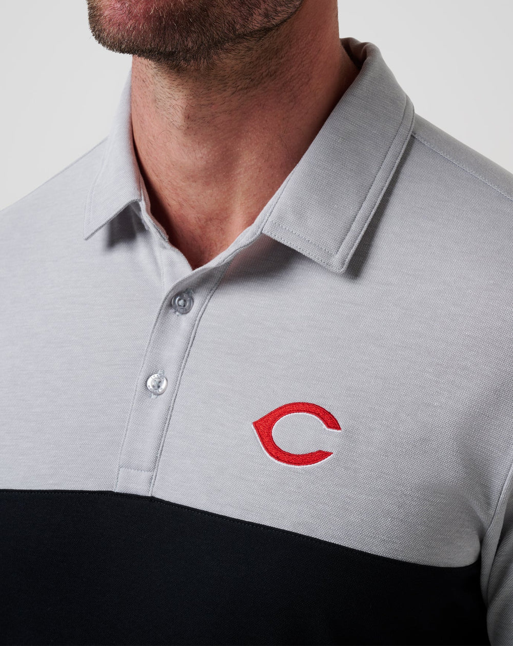 Cincinnati Reds Home Run Leader Polo Men|Game Day|New/Heather Grey/Black
