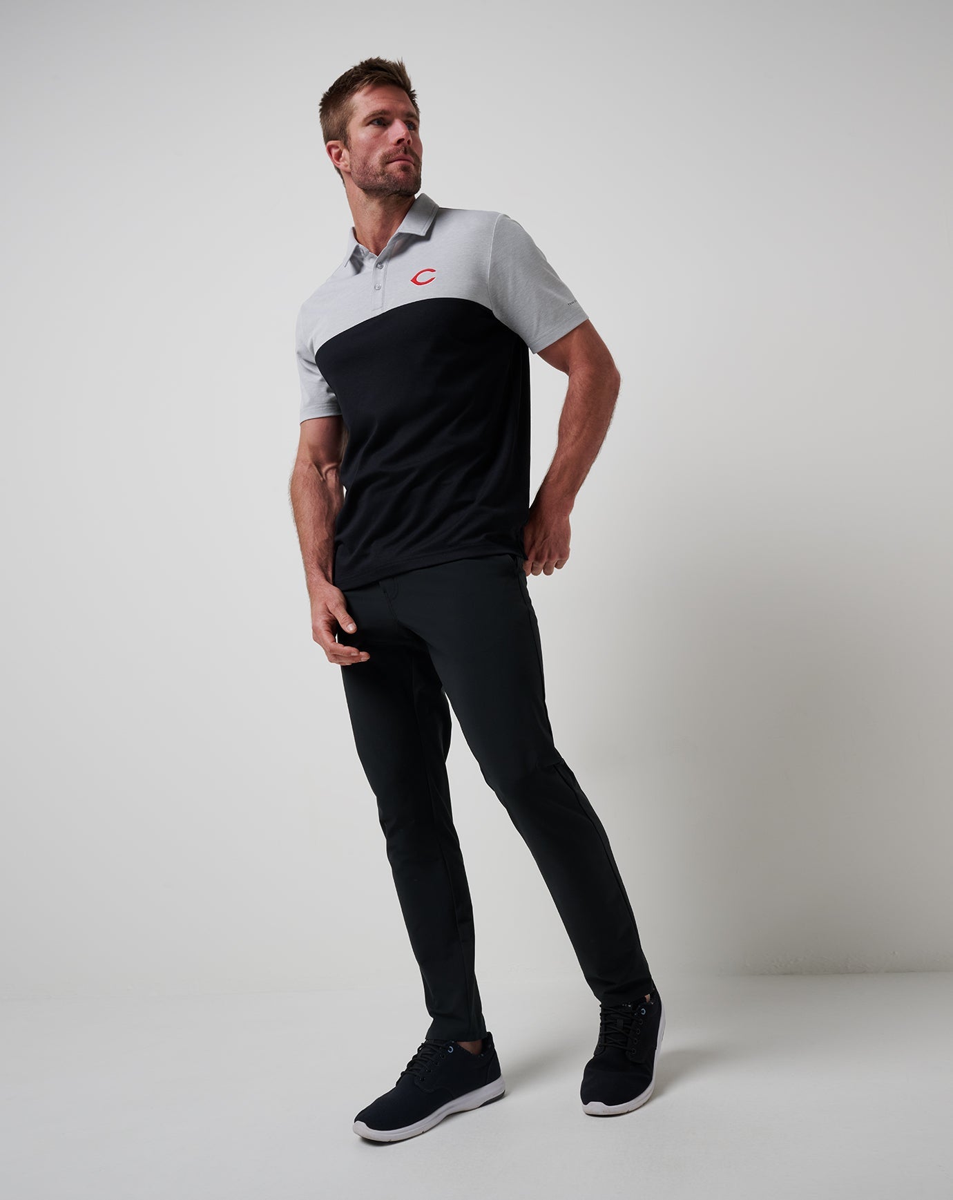 Cincinnati Reds Home Run Leader Polo Men|Game Day|New/Heather Grey/Black
