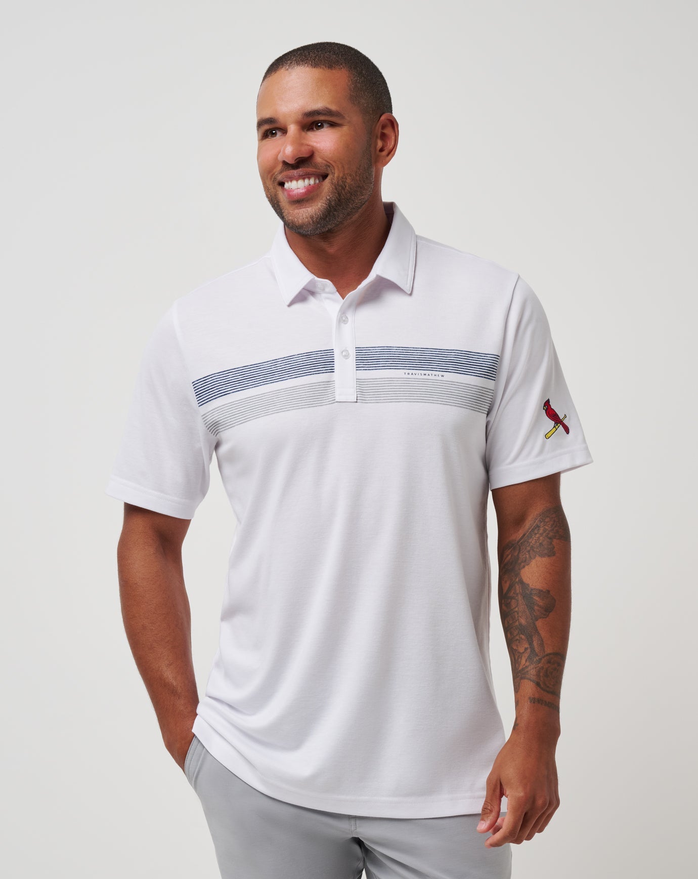 St Louis Cardinals Top Recruit Polo Men|New/White