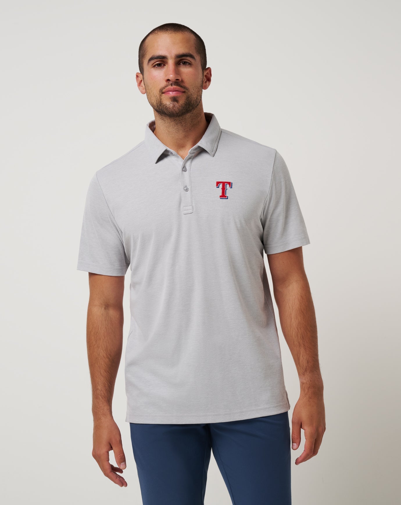Texas Rangers Playoff Pitch Polo Men|New/Heather Grey