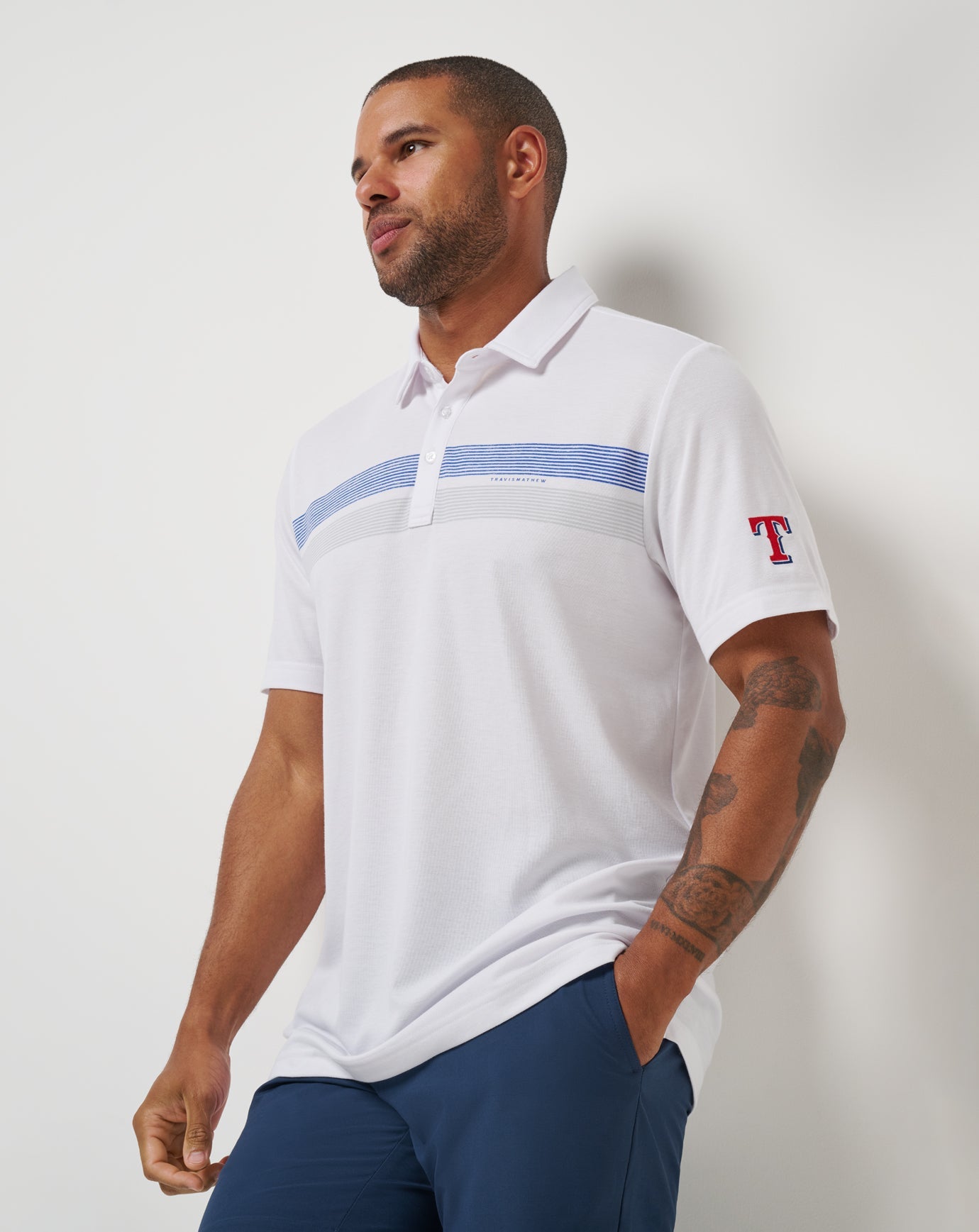 Texas Rangers Top Recruit Polo Men|New/White