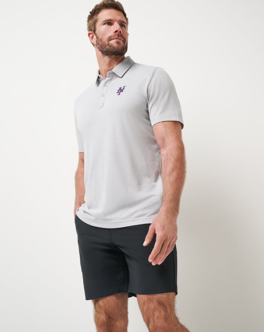 New York Mets Playoff Pitch Polo Men|New/Heather Grey