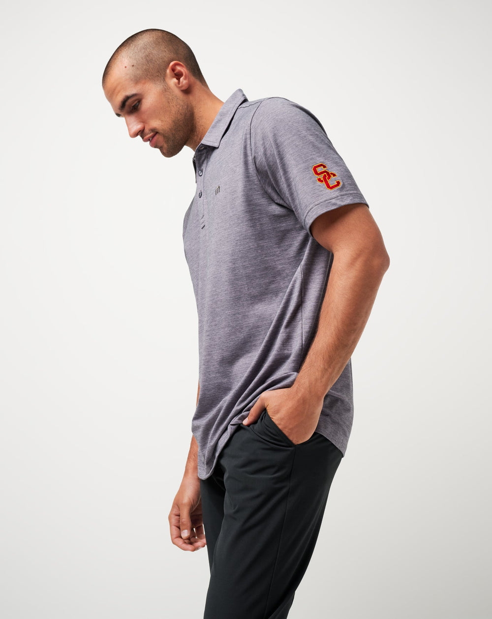 USC The Heater Polo Men|Game Day|New/Heather Microchip