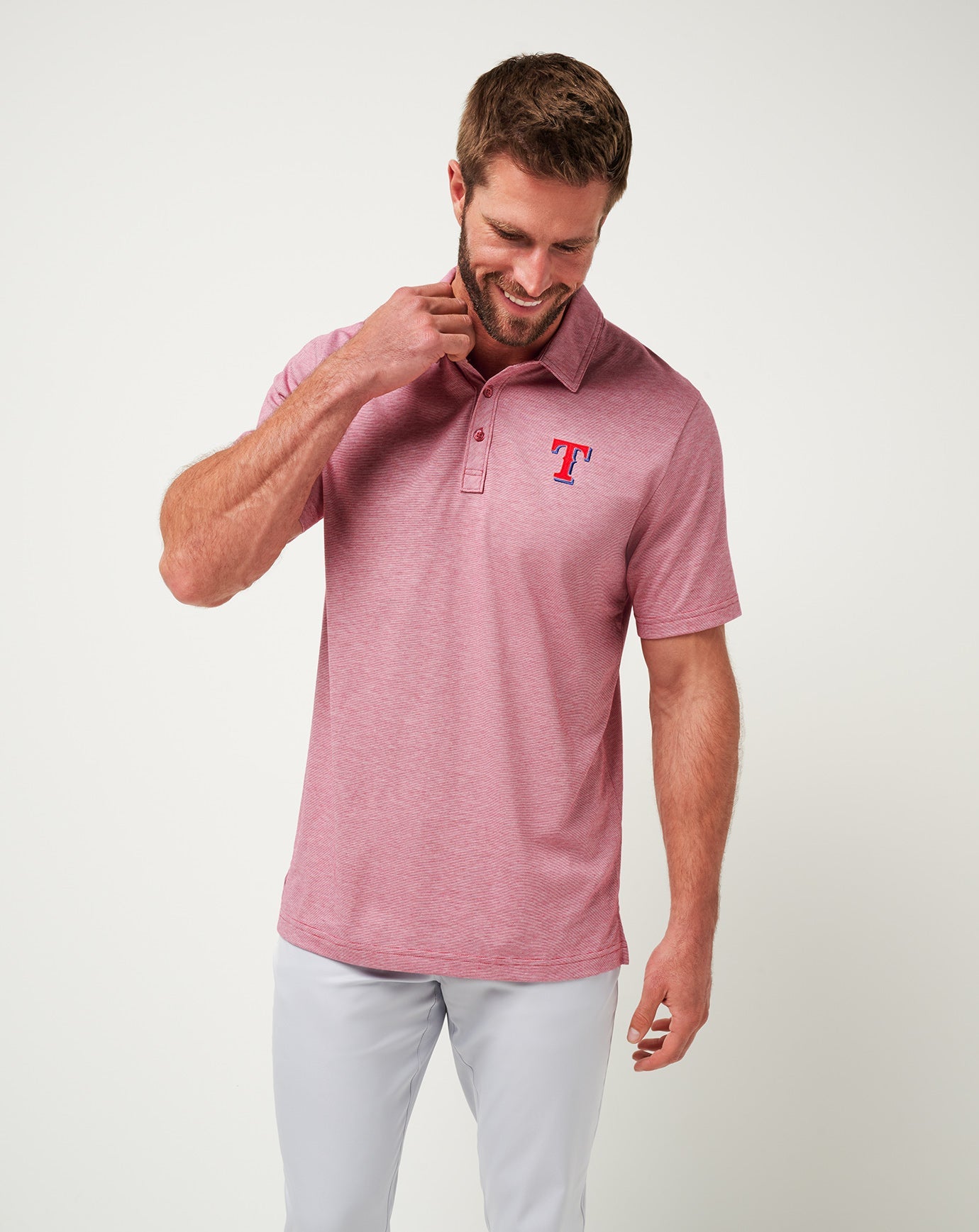 Texas Rangers The Zinna Polo Men|New/Heather Cardinal