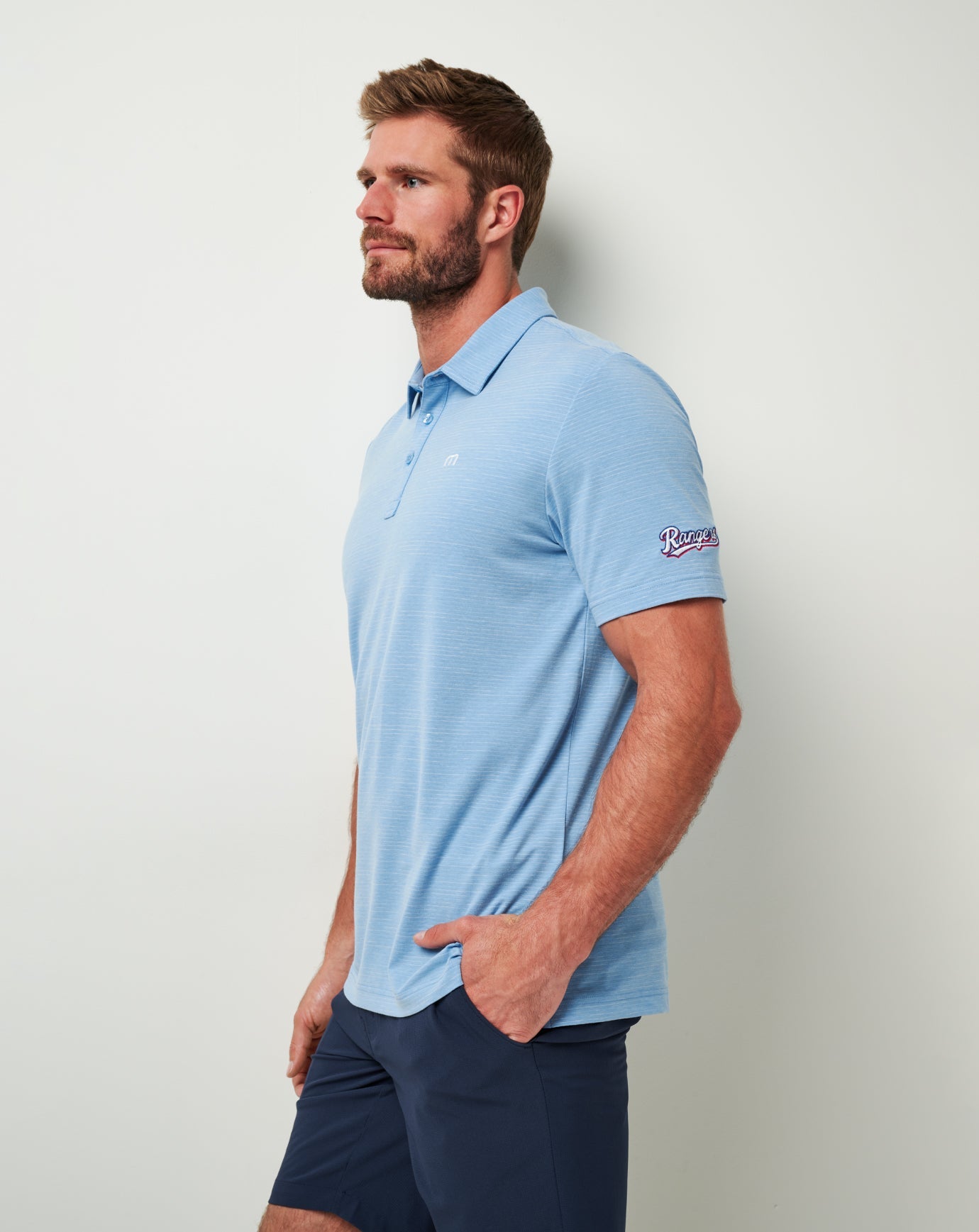Texas Rangers The Heater Polo Men|New/Heather Heritage Blue