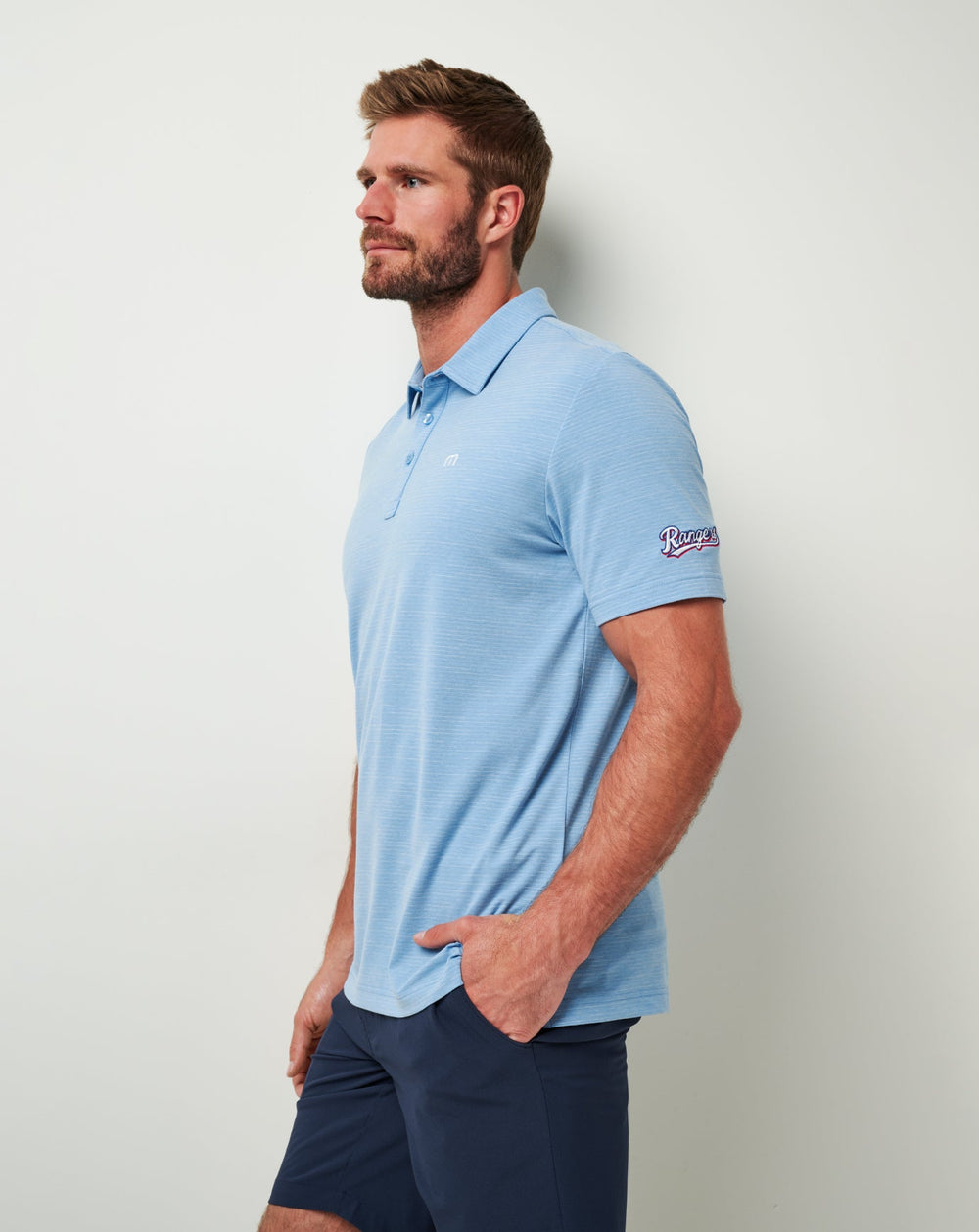 Texas Rangers The Heater Polo Men|New/Heather Heritage Blue